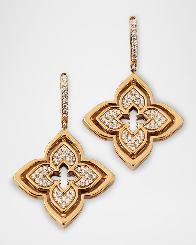 18K Rose Gold Diamond and Rhodonite Reversible Earrings